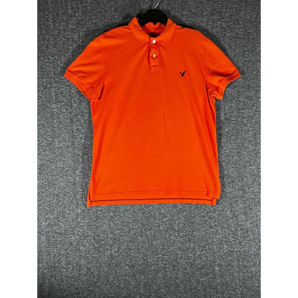 American Eagle Outfitters Mens Athletic Fit Orange Pique Polo Shirt Large L